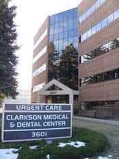 The Clarkson Medical and Dental Center sign outside the Englewood office.